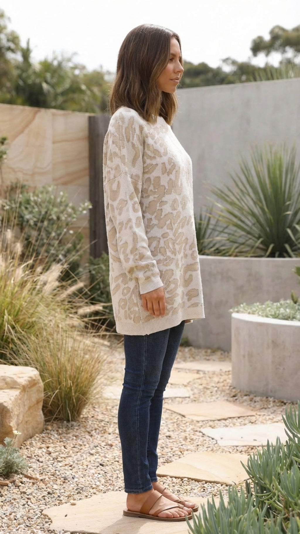 Women's Leopard Print Oversized Knit Sweater
