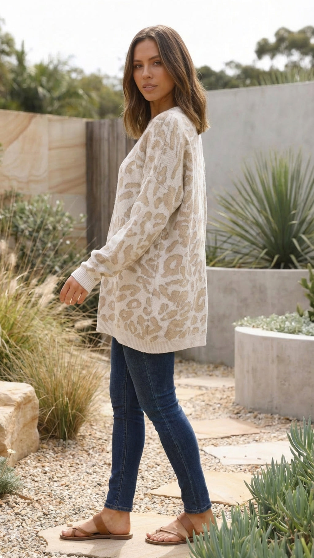 Women's Leopard Print Oversized Knit Sweater