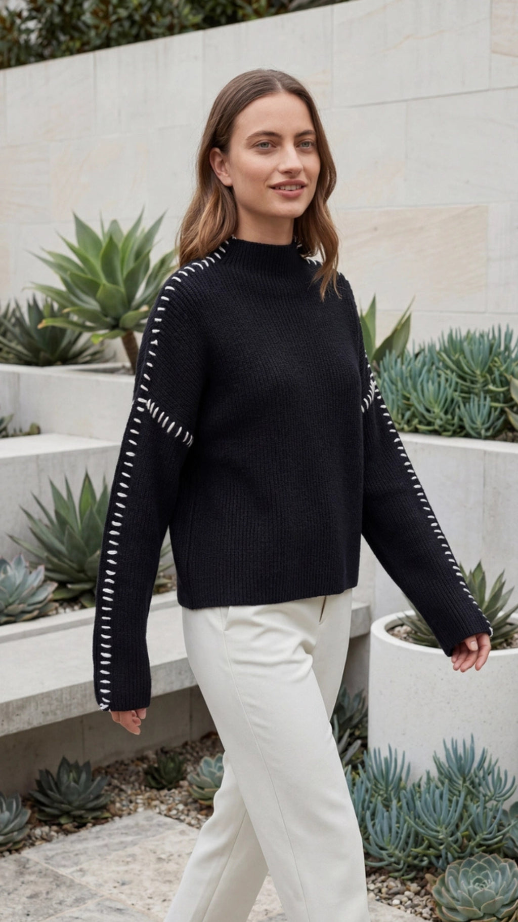 Women’s Oversized Mock Neck Knit Sweater