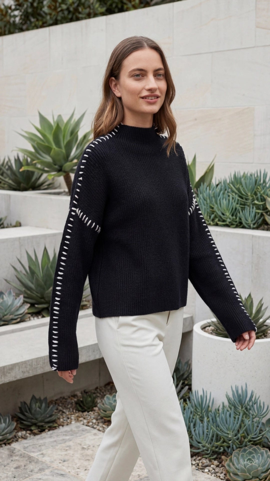 Women’s Oversized Mock Neck Knit Sweater