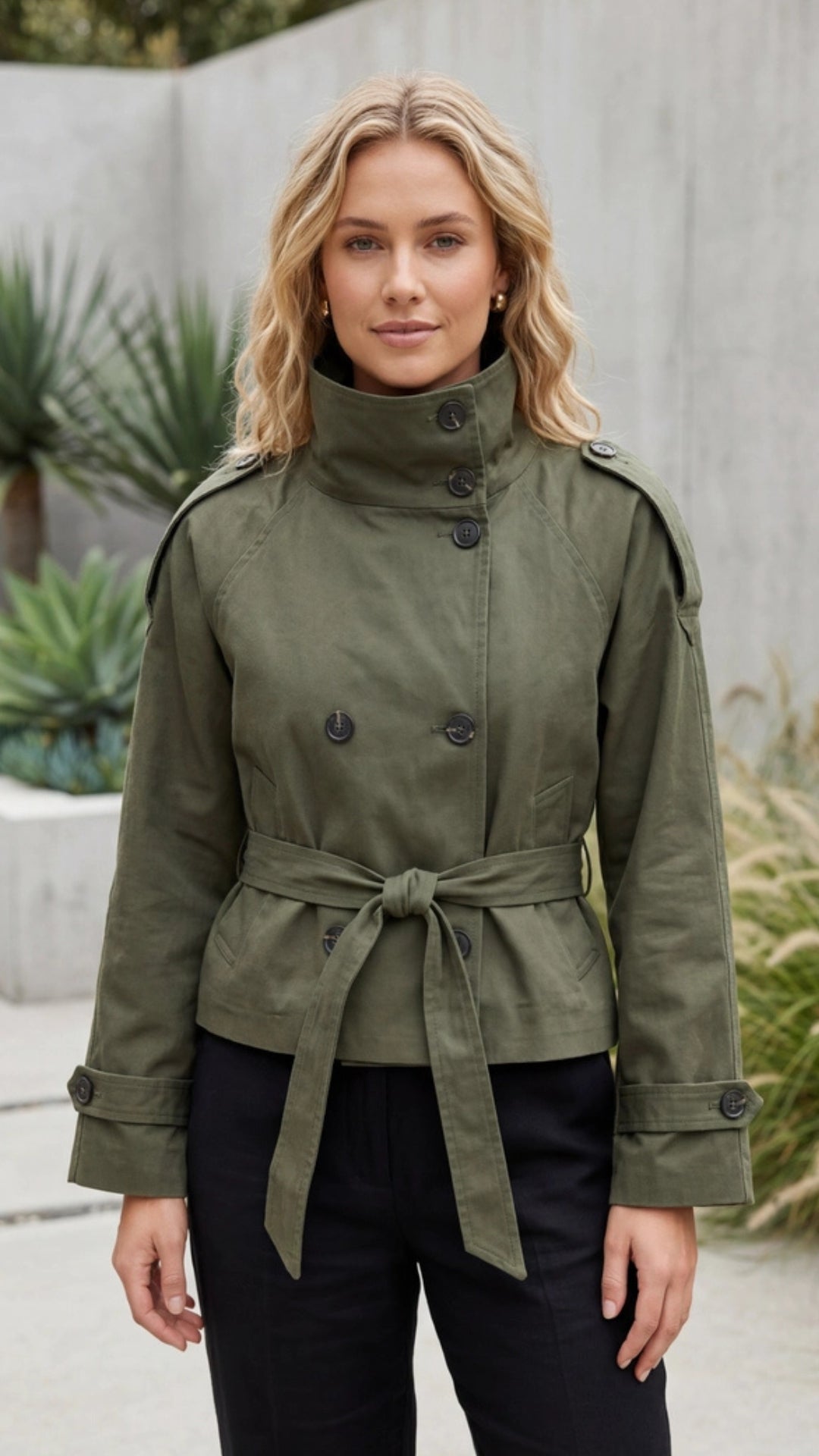 Women's Short Trench Jacket Double Breasted
