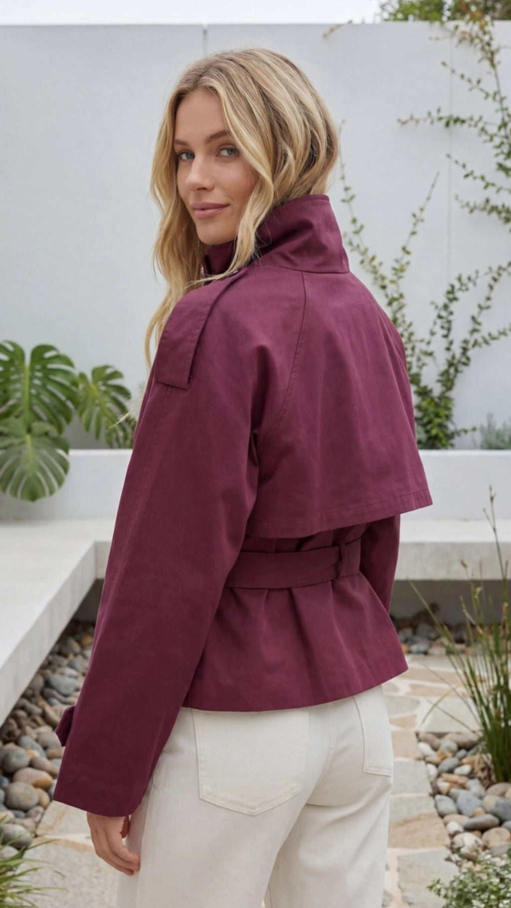 Women's Short Trench Jacket Double Breasted