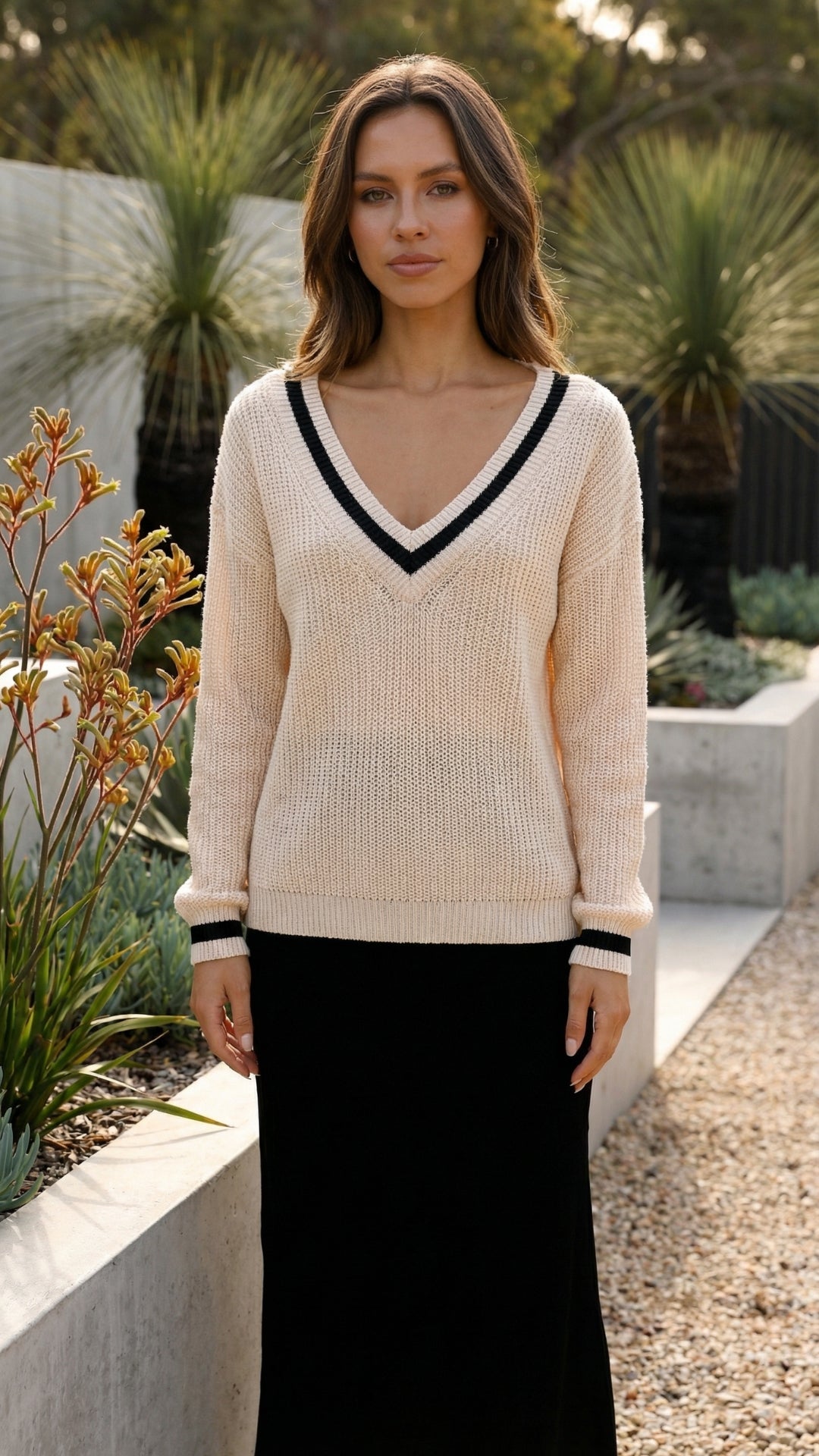 Women's V Neck Knit Sweater