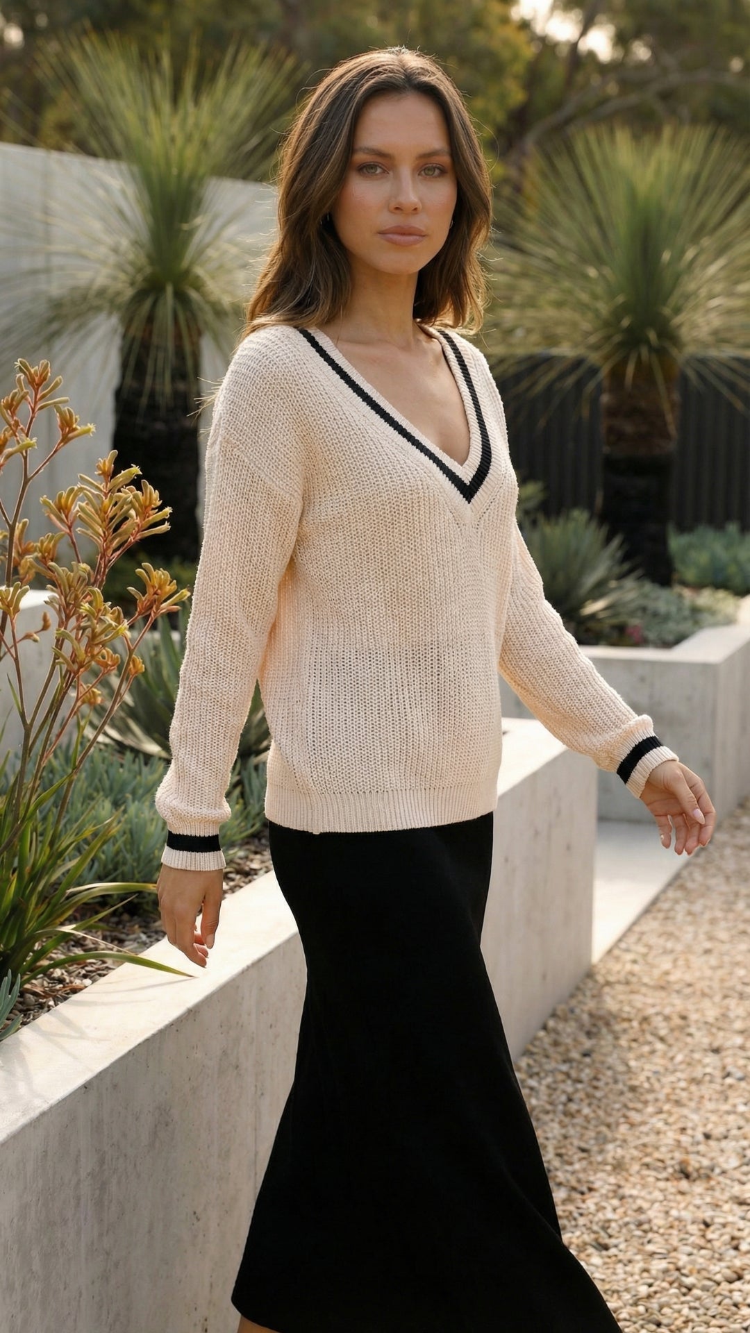 Women's V Neck Knit Sweater