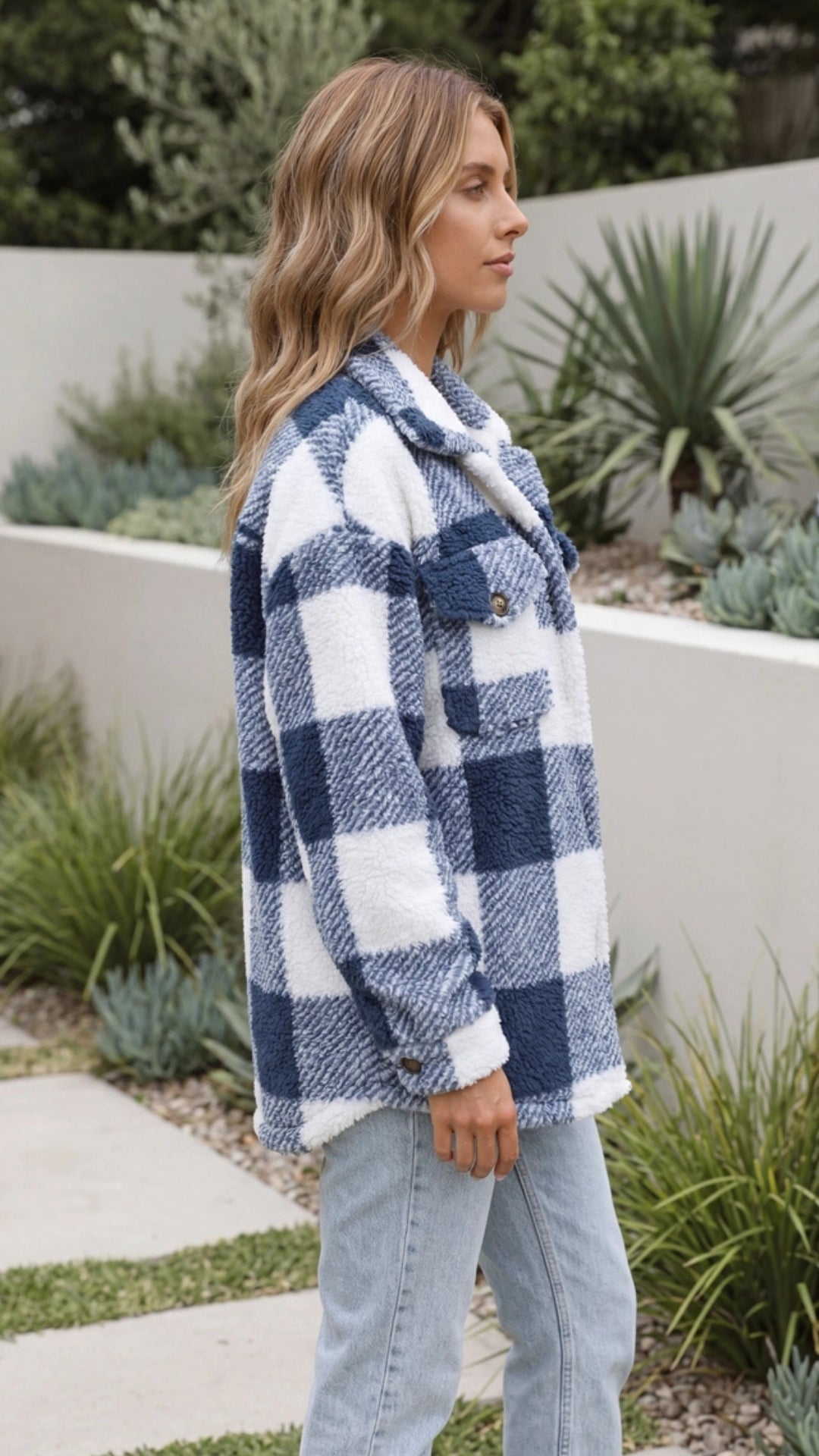 Women's Warm Oversized Checked Jacket