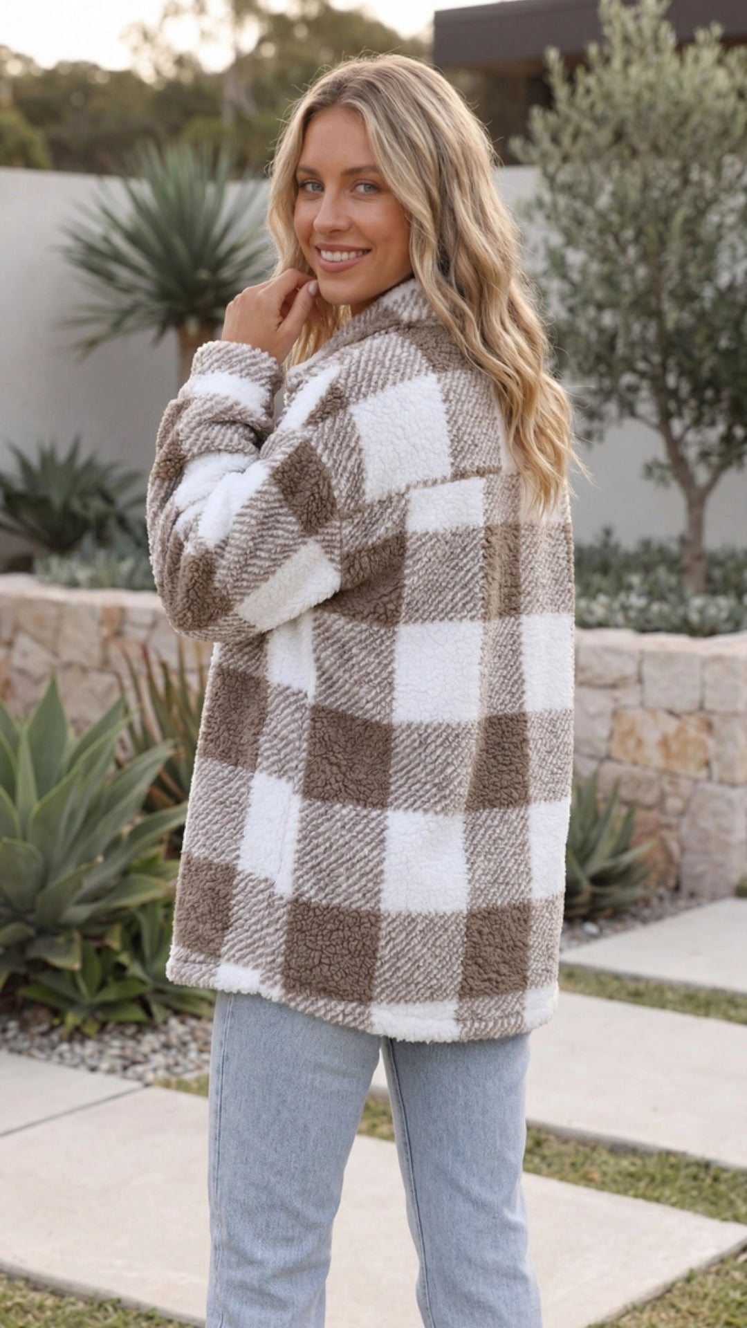 Women's Warm Oversized Checked Jacket
