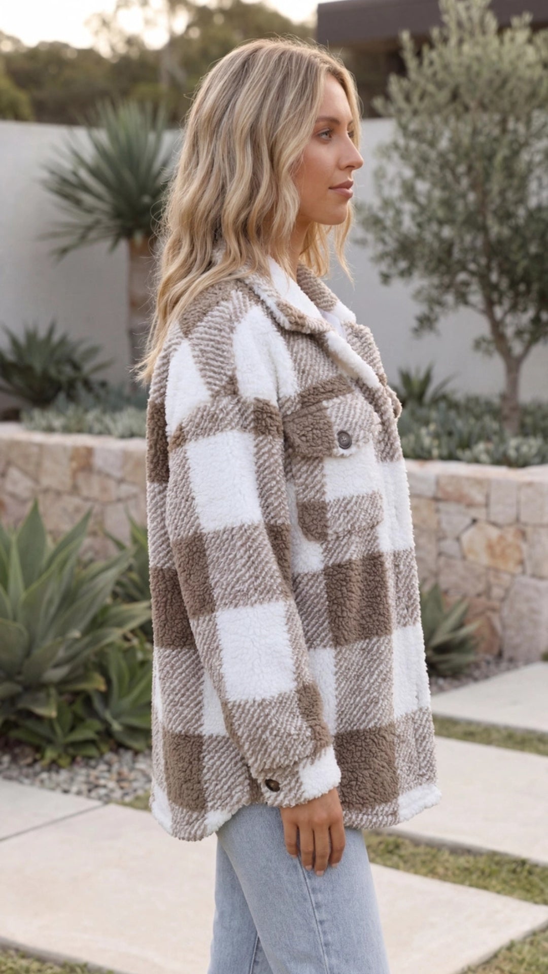 Women's Warm Oversized Checked Jacket