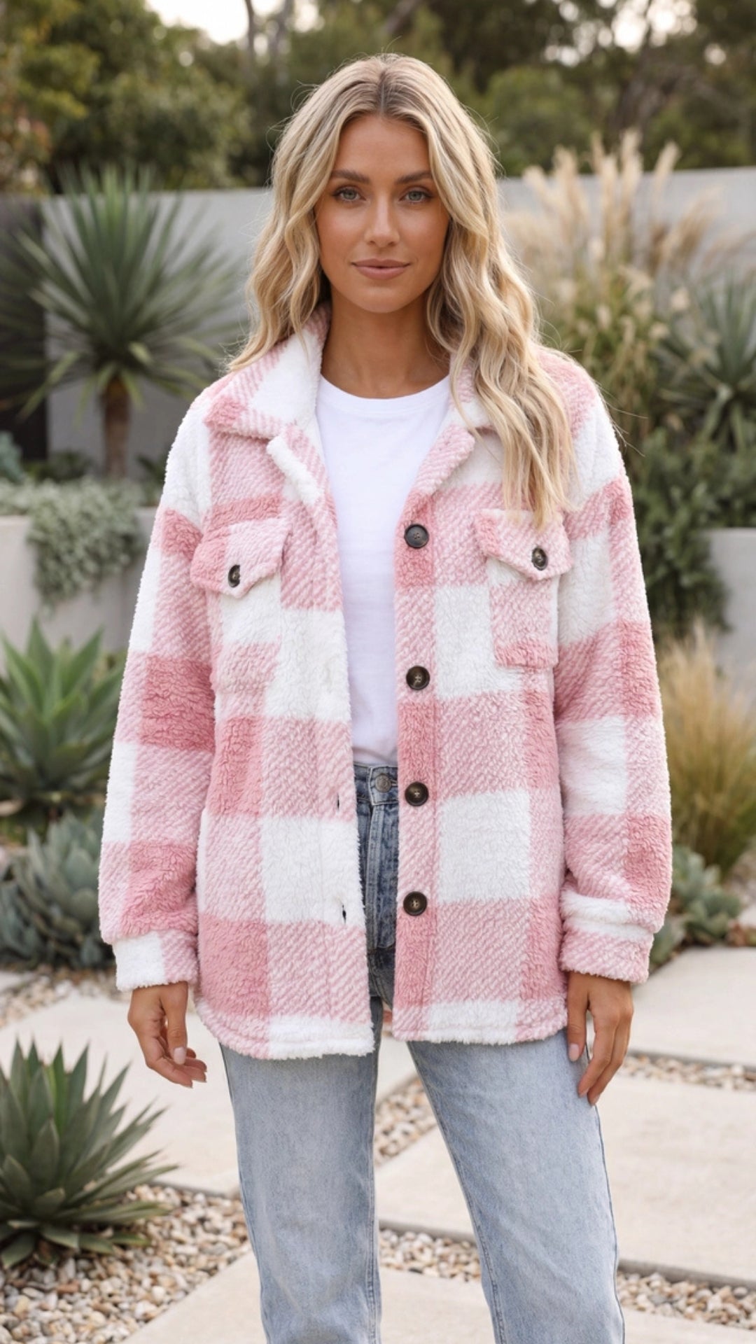 Women's Warm Oversized Checked Jacket