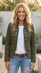 Women's Lightweight Military Button Up Utility Jacket