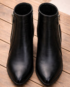 Women's Heeled Ankle Boots | Block Heel Side Zip Round Toe Booties