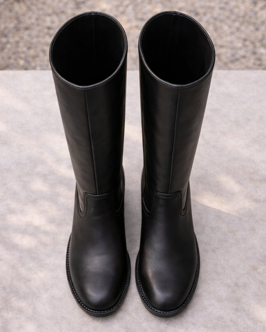 Women's Knee High Boots | Block Heel Round Toe Faux Leather Booties
