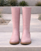 Women's Knee High Boots | Block Heel Round Toe Faux Leather Booties