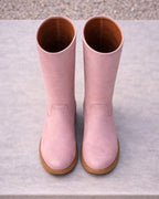 Women's Knee High Boots | Block Heel Round Toe Faux Leather Booties