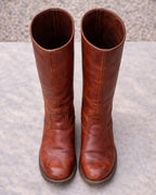 Women's Knee High Boots | Block Heel Round Toe Faux Leather Booties