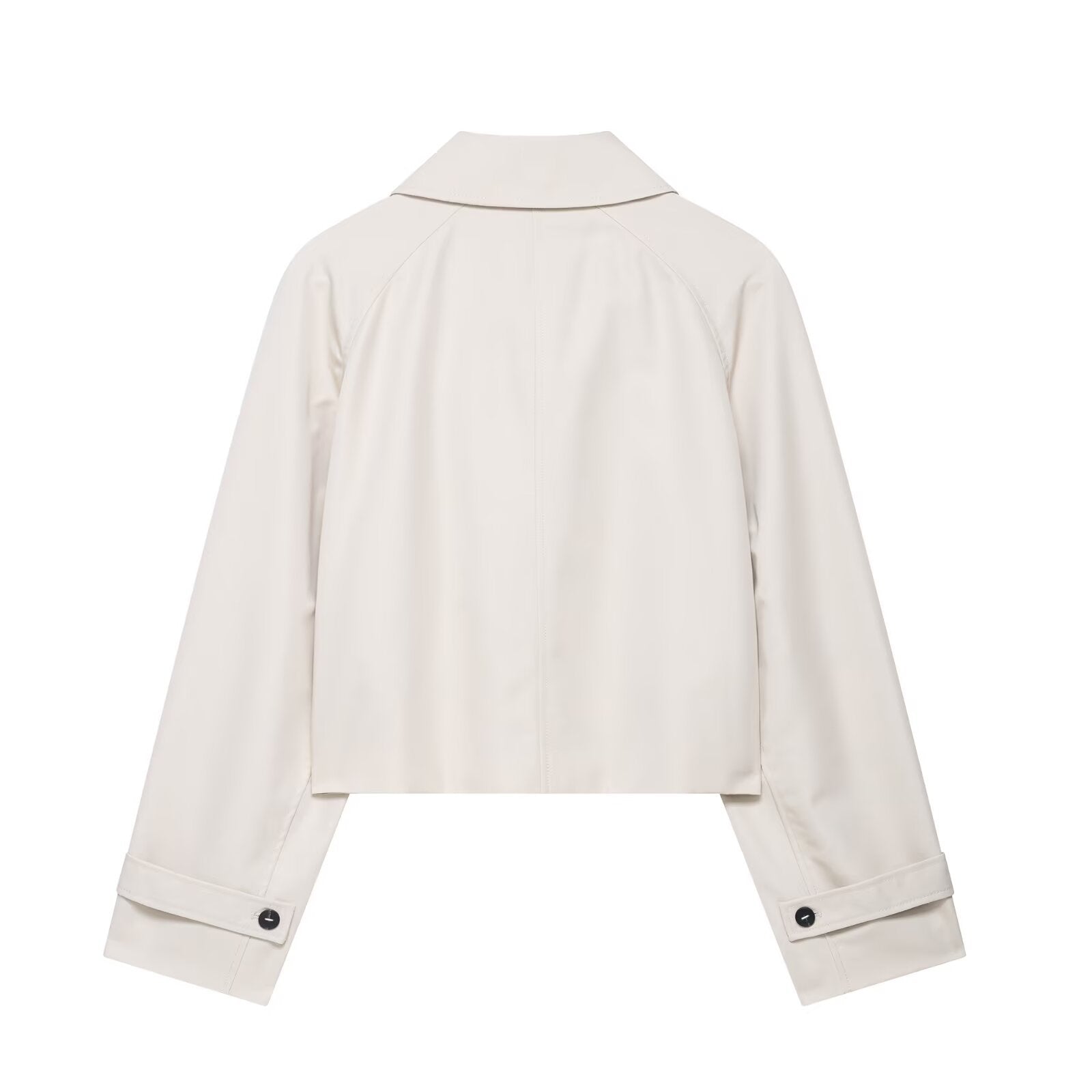 Women's Cropped Collared Jacket with Button Front and Pockets