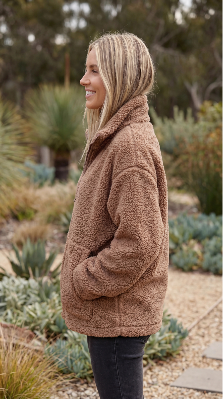 Womens Fleece Teddy Sherpa Zip Up Oversized Jacket