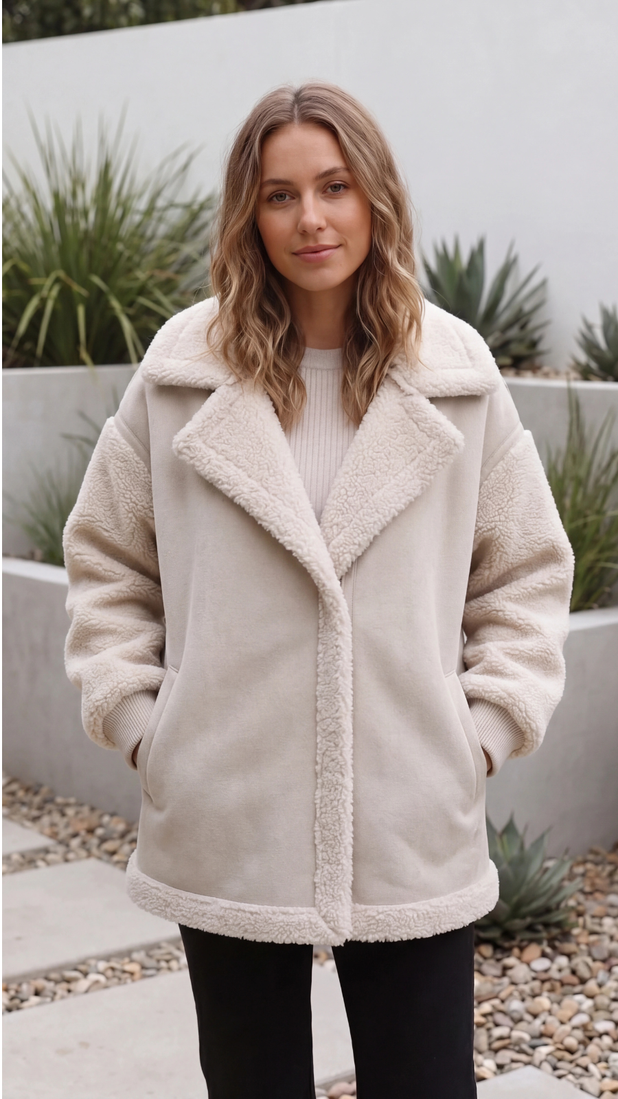 Women's Oversized Lapel Sherpa Jacket
