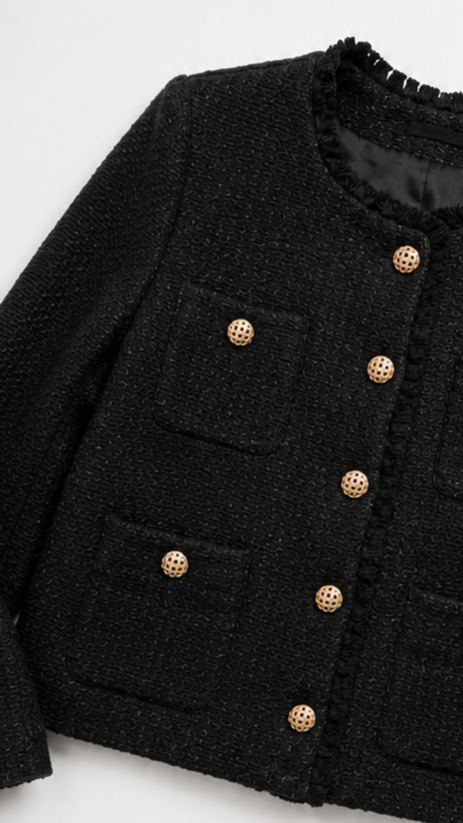 Women's Cropped Tweed Jacket with Pockets