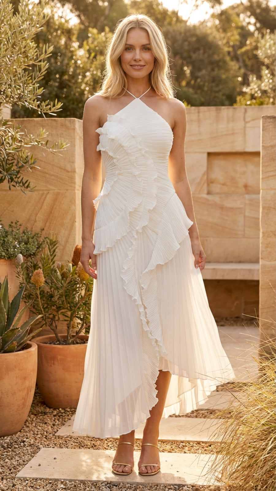 Sleeveless Ruffled Layered Maxi Dress