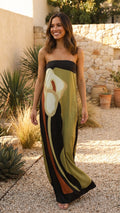 Strapless Printed Maxi Dress