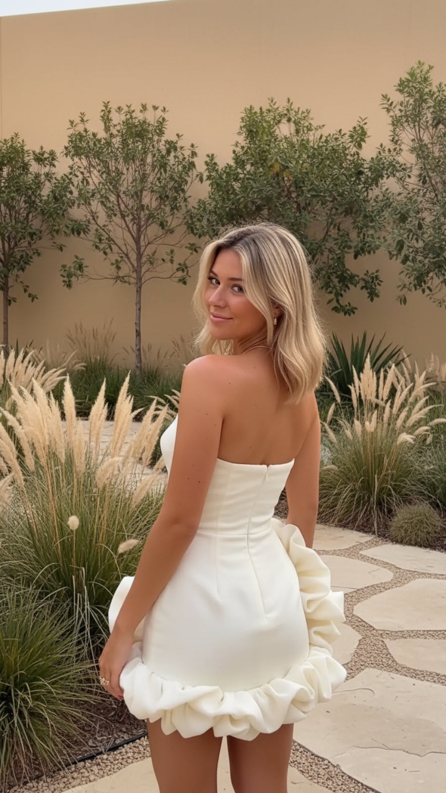 Strapless Ruffle Summer Mini Dress