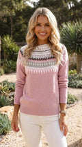 Women’s Fair Isle Patterned Crew Neck Knit Sweater
