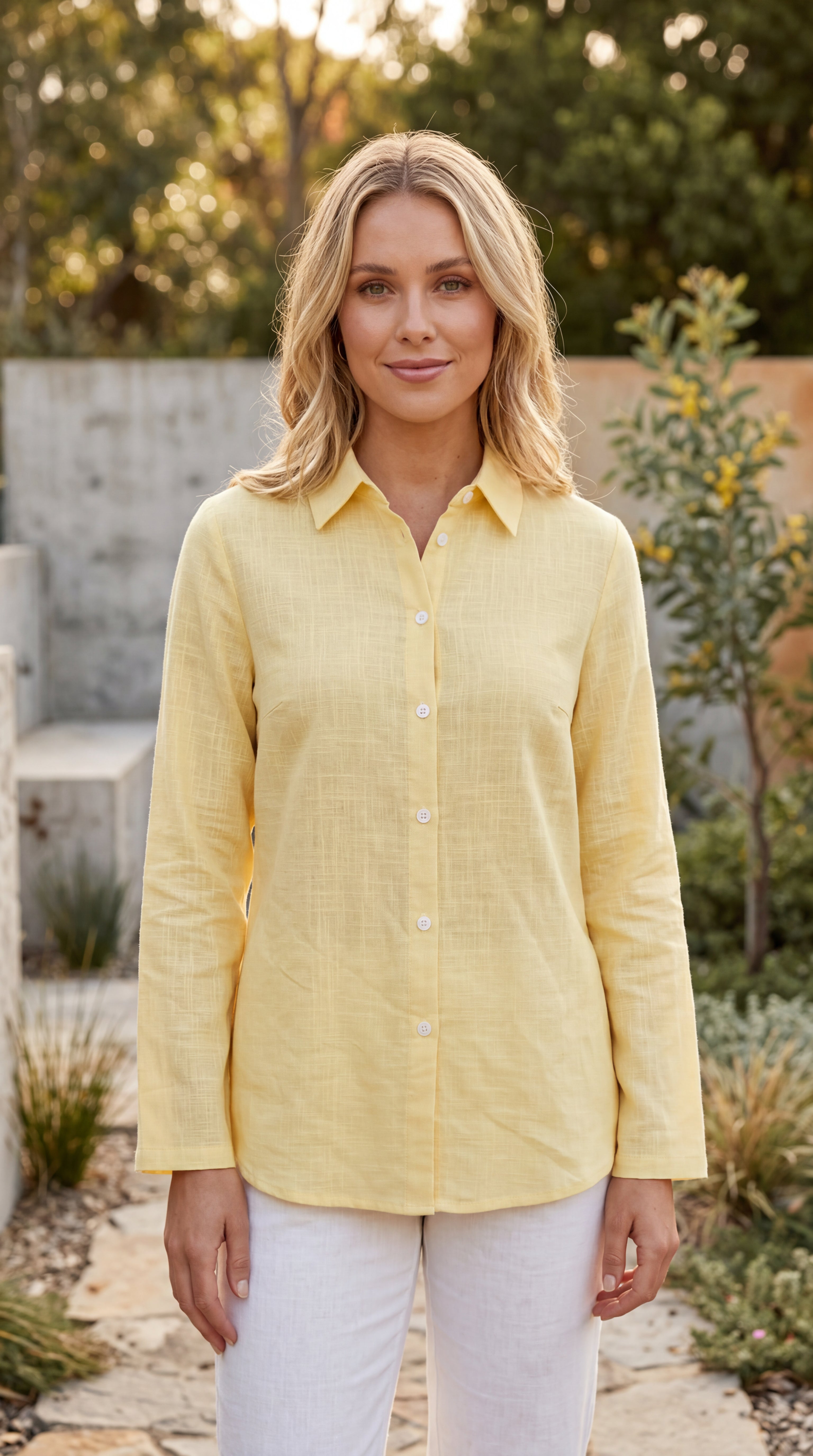 Women's Collared Long Sleeve Button-Up Shirt