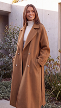 Women's Lapel Collar Double-Breasted Longline Winter Coat