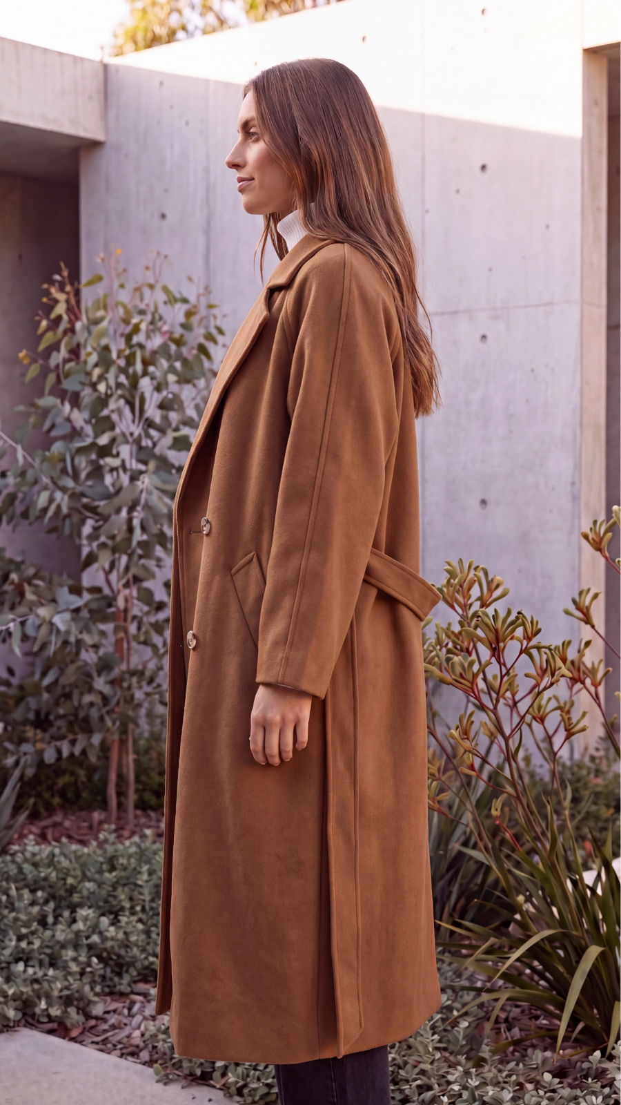 Women's Lapel Collar Double-Breasted Longline Winter Coat
