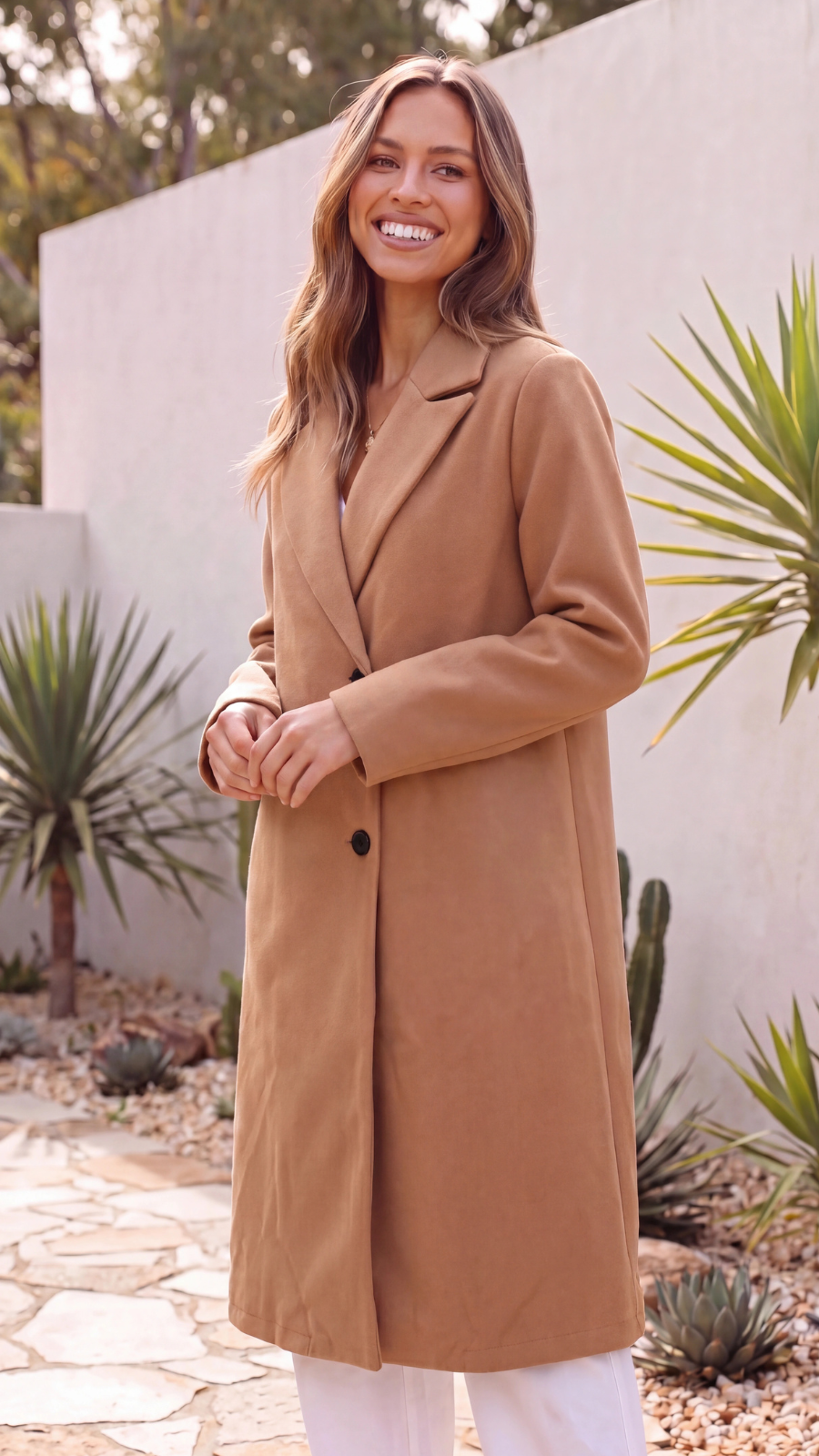 Women's Double Breasted Lapel Collar Longline Coat