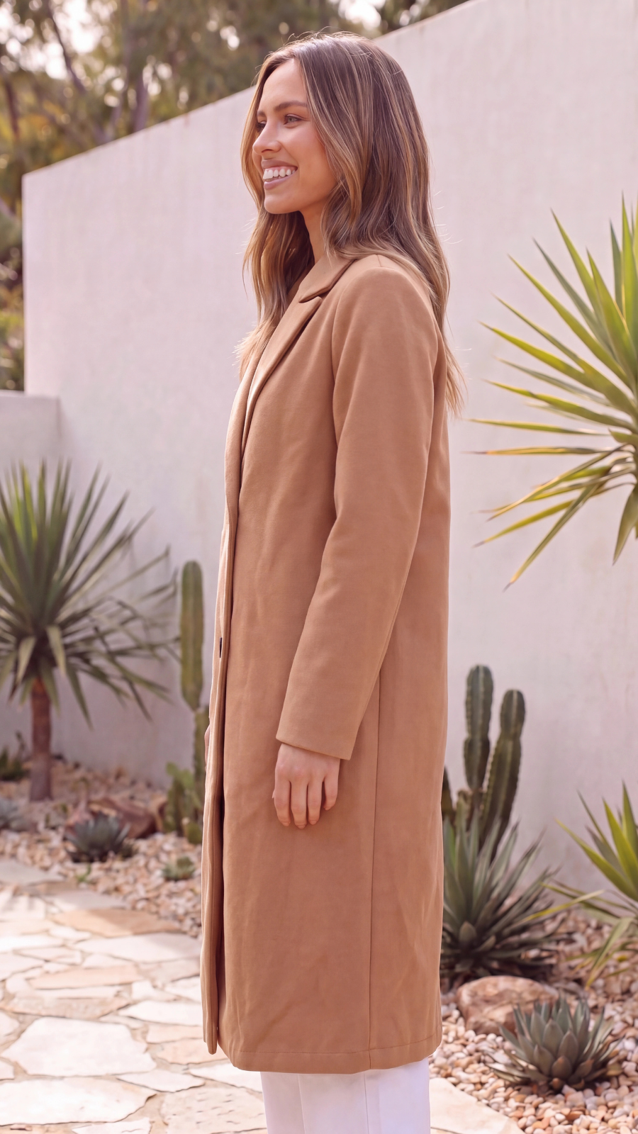 Women's Double Breasted Lapel Collar Longline Coat