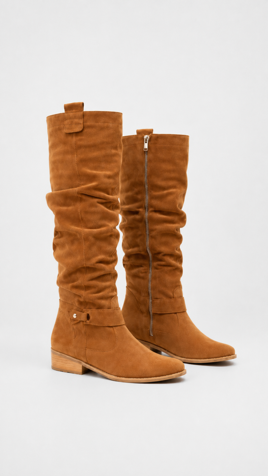 Women's Flat Suede Look Knee High Boots
