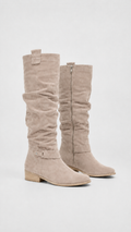 Women's Flat Suede Look Knee High Boots
