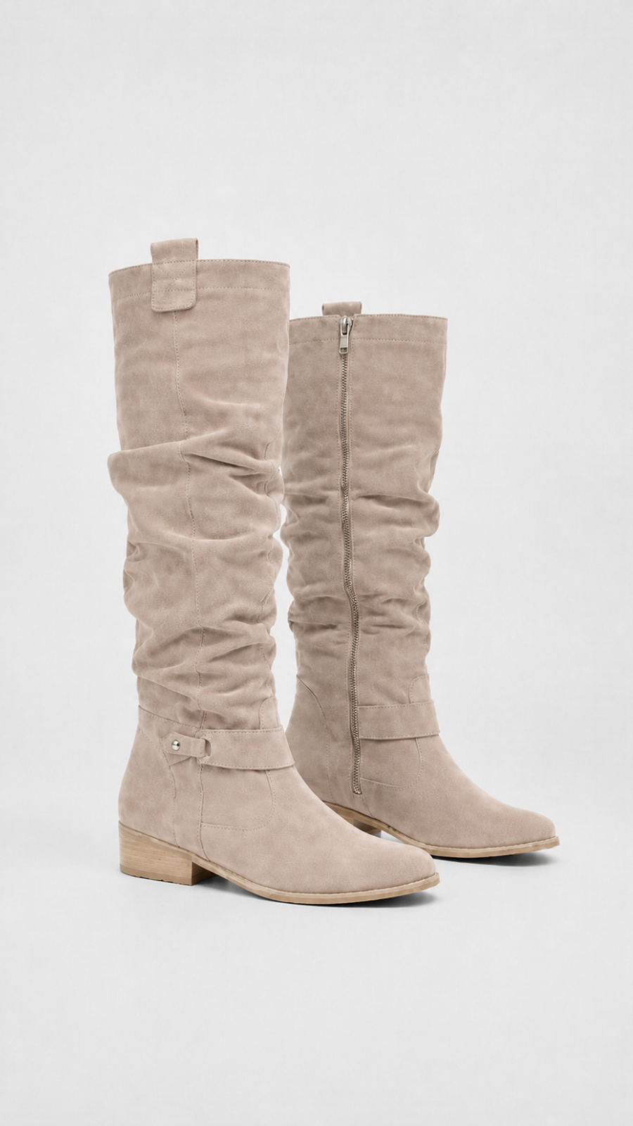 Women's Flat Suede Look Knee High Boots