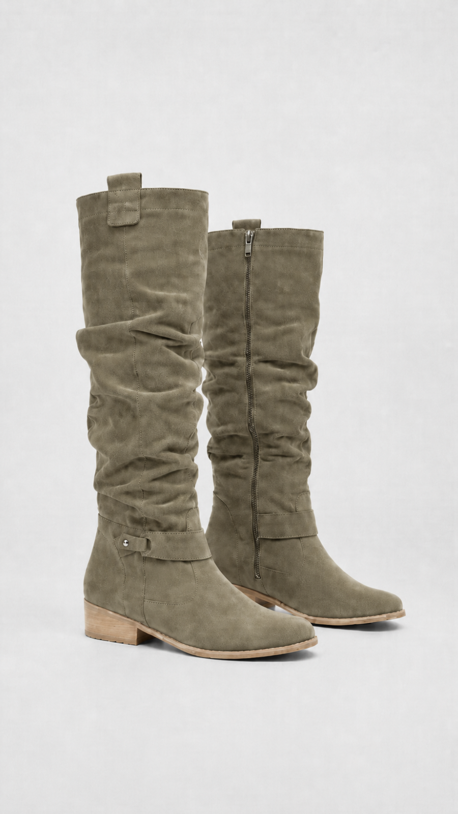 Women's Flat Suede Look Knee High Boots