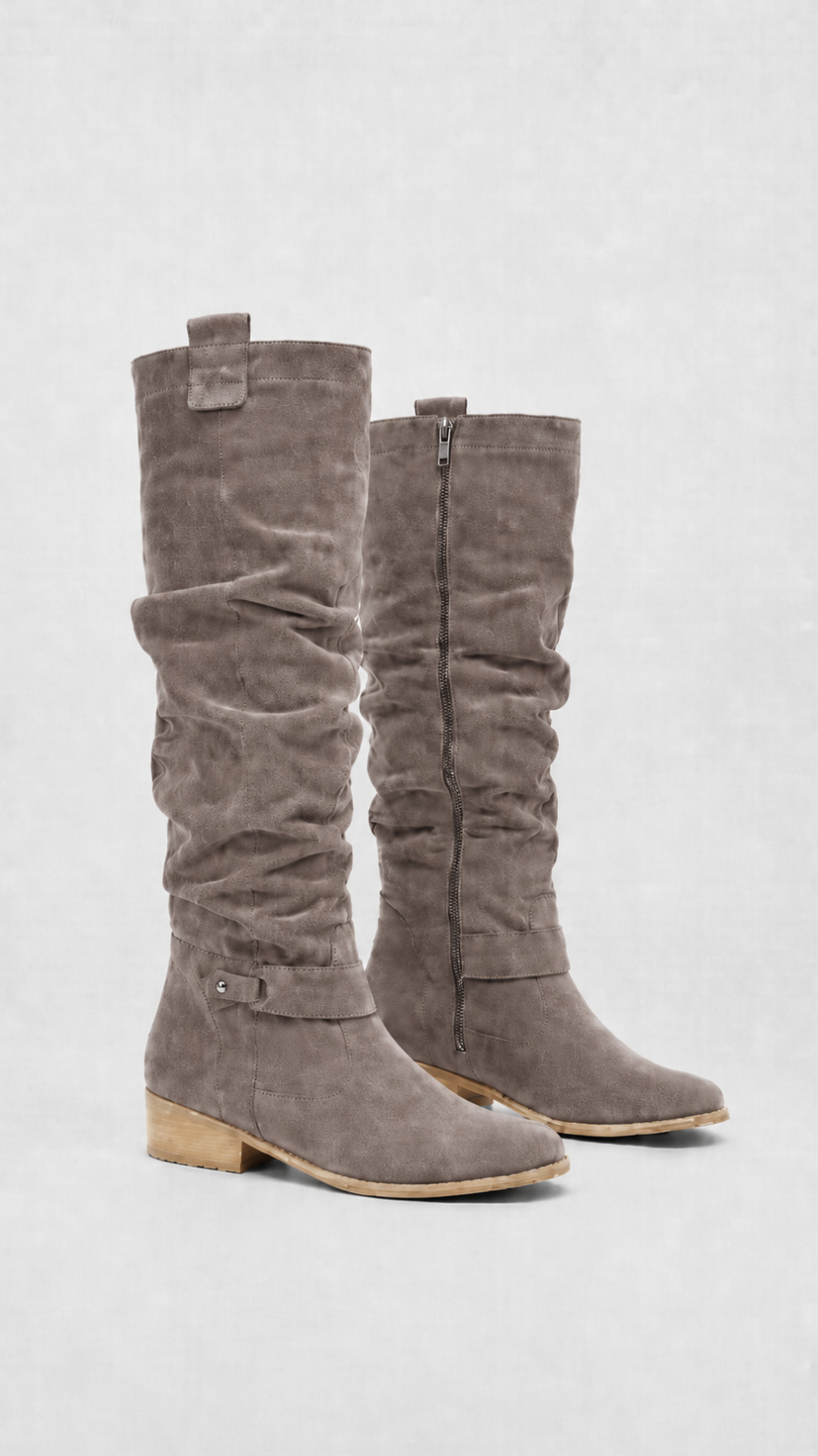 Women's Flat Suede Look Knee High Boots