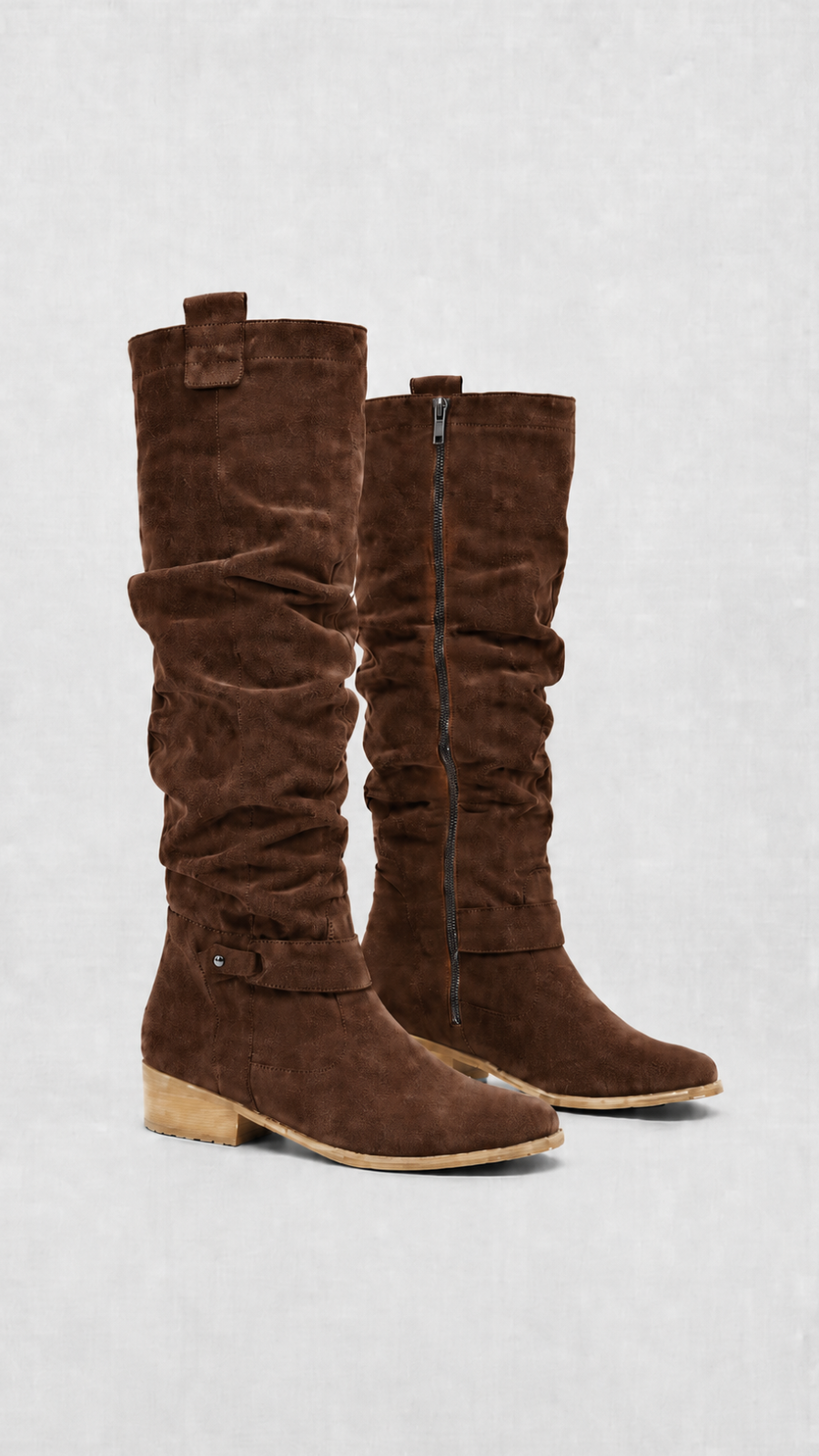 Women's Flat Suede Look Knee High Boots