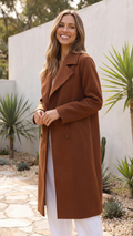 Women's Lapel Double-Breasted Long Trench Coat