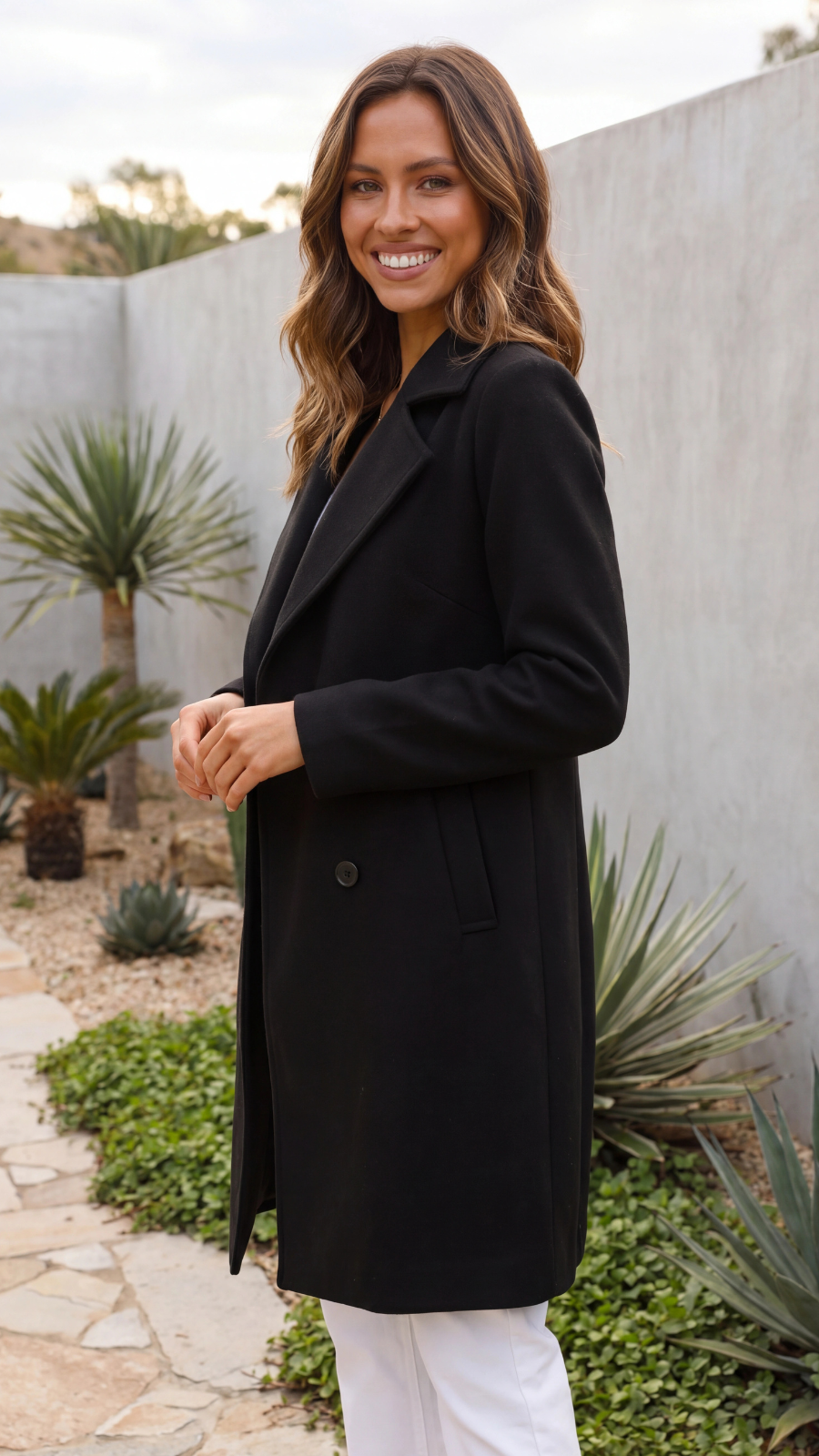 Women's Lapel Double-Breasted Long Trench Coat