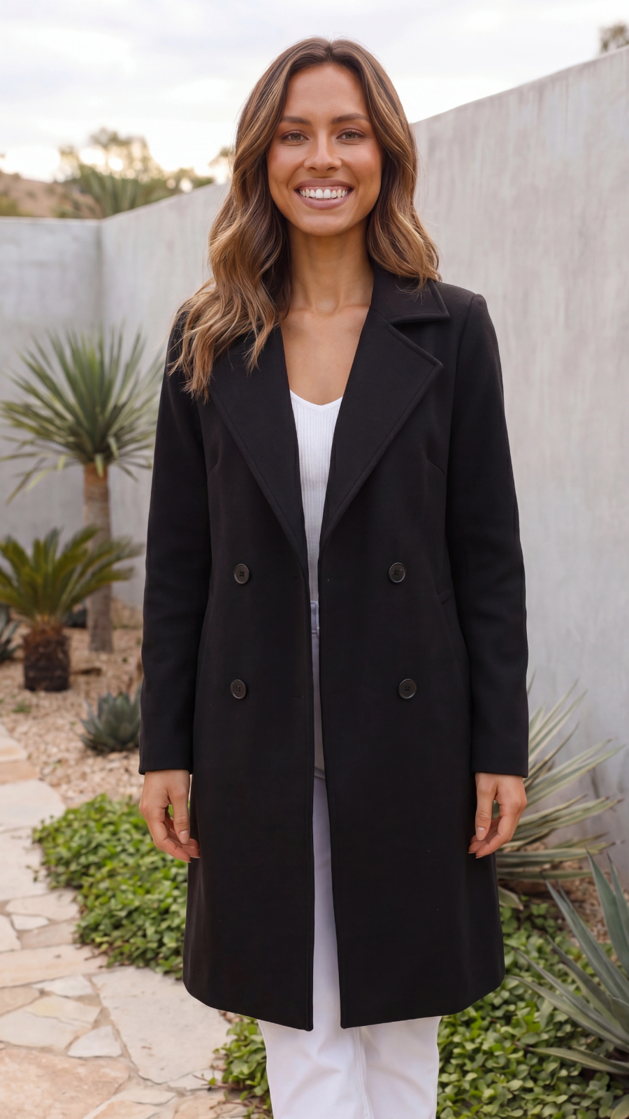 Women's Lapel Double-Breasted Long Trench Coat