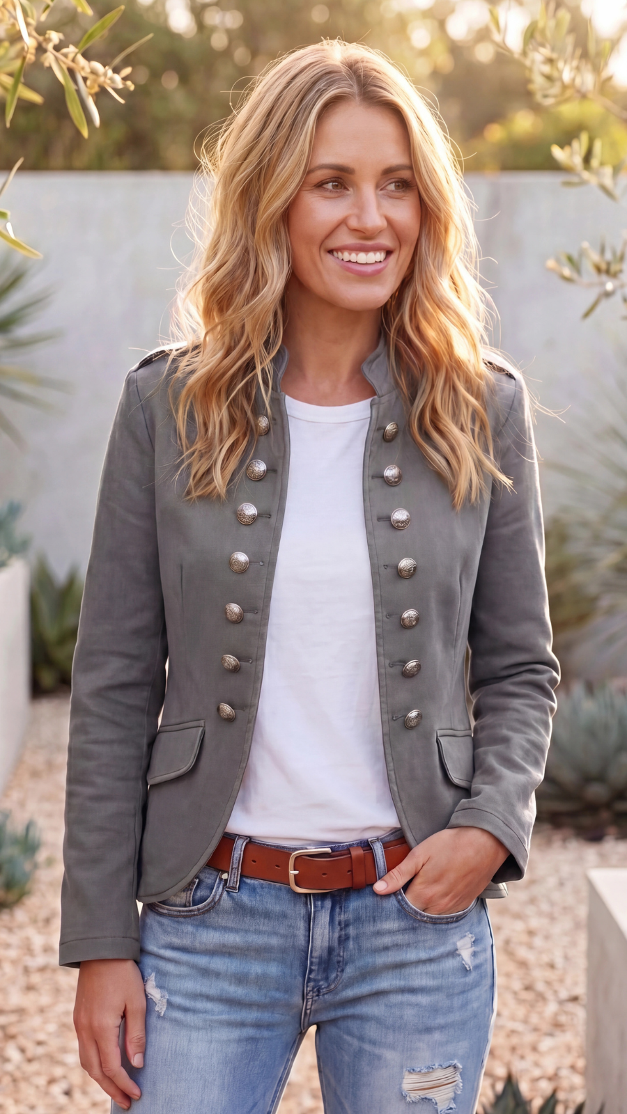 Women's Lightweight Military Utility Jacket with Pockets
