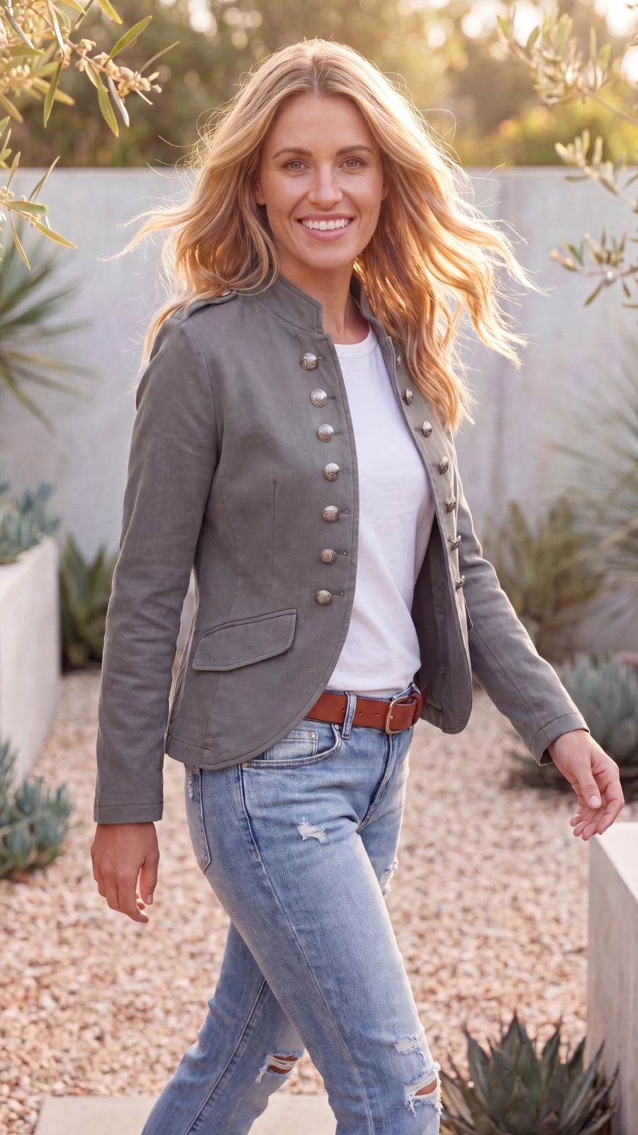 Women's Lightweight Military Utility Jacket with Pockets