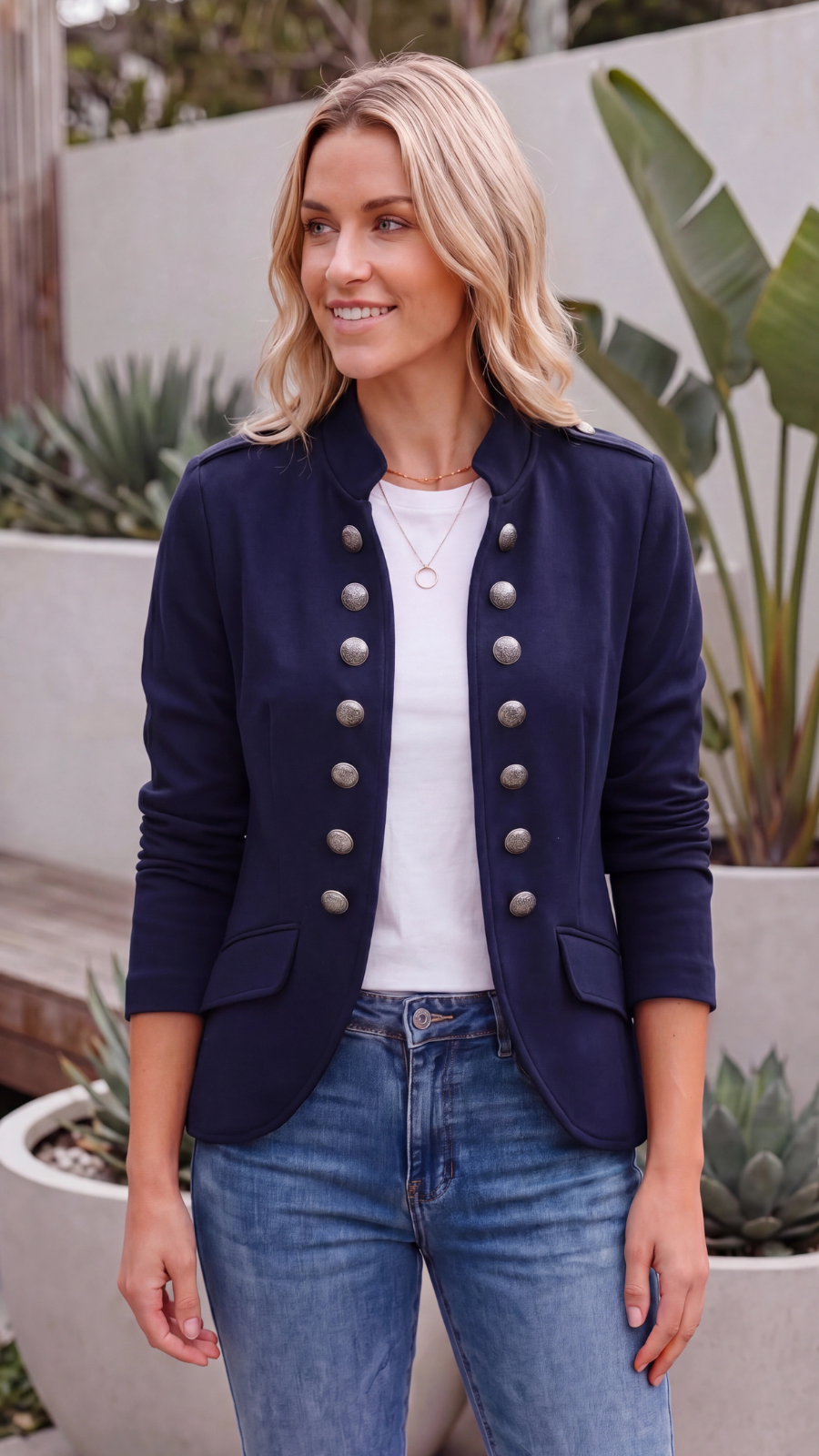 Women's Lightweight Military Utility Jacket with Pockets
