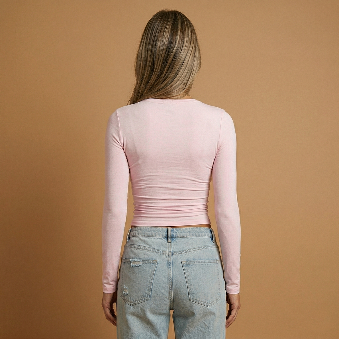 Women_sLong-Women's Round Neck Long Sleeve Top pink 5