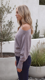Women's Off Shoulder Asymmetric Knit Jumper