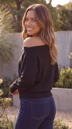 Women's Off Shoulder Asymmetric Knit Jumper | Long Sleeve Knit Top