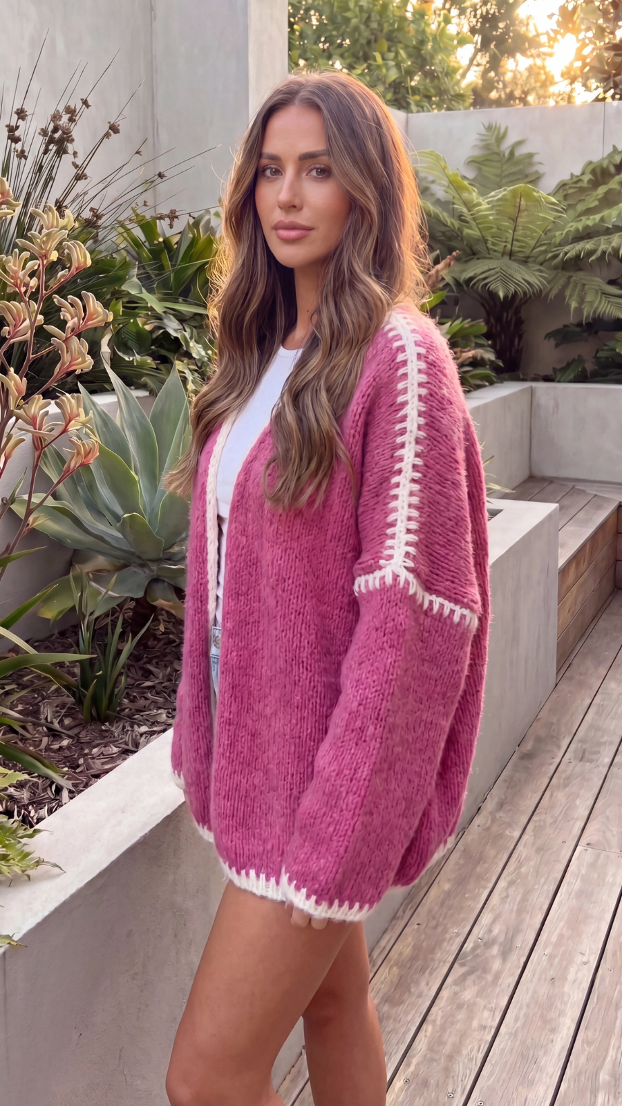 Women's Open Front Oversized Chunky Knit Cardigan