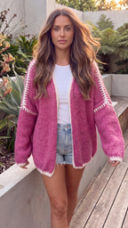Women's Open Front Oversized Chunky Knit Cardigan