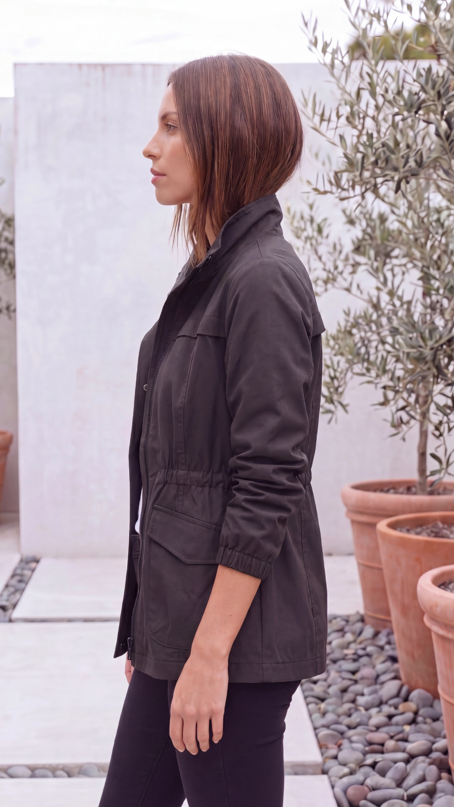 Women's Lightweight Zip Up Drawstring Utility Jacket