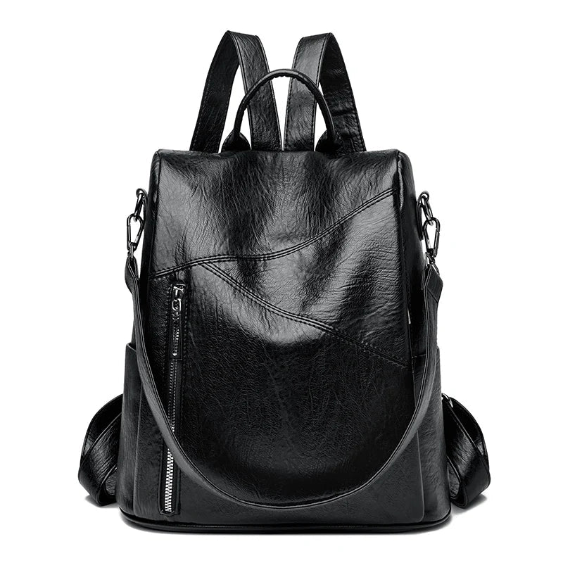 Women's Anti-Theft Faux Leather Backpack black 5